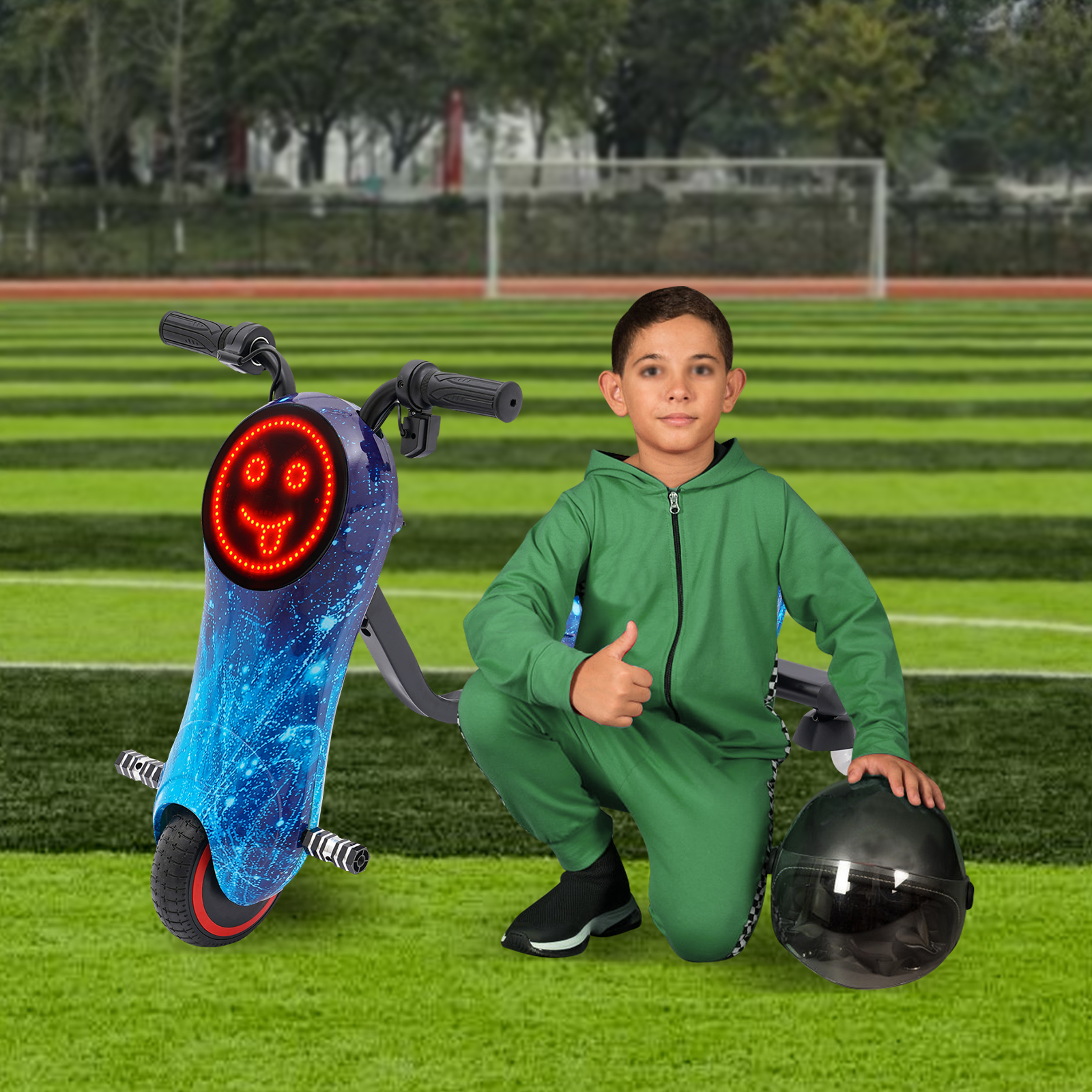 Electric Motor Tricycle, Electric Drift Scooter for Kids, Drift Tricycle Scooter (Sky Blue) Electric Motor Tricycle, Electric Drift Scooter for Kids, Drift Tricycle Scooter (Sky Blue)