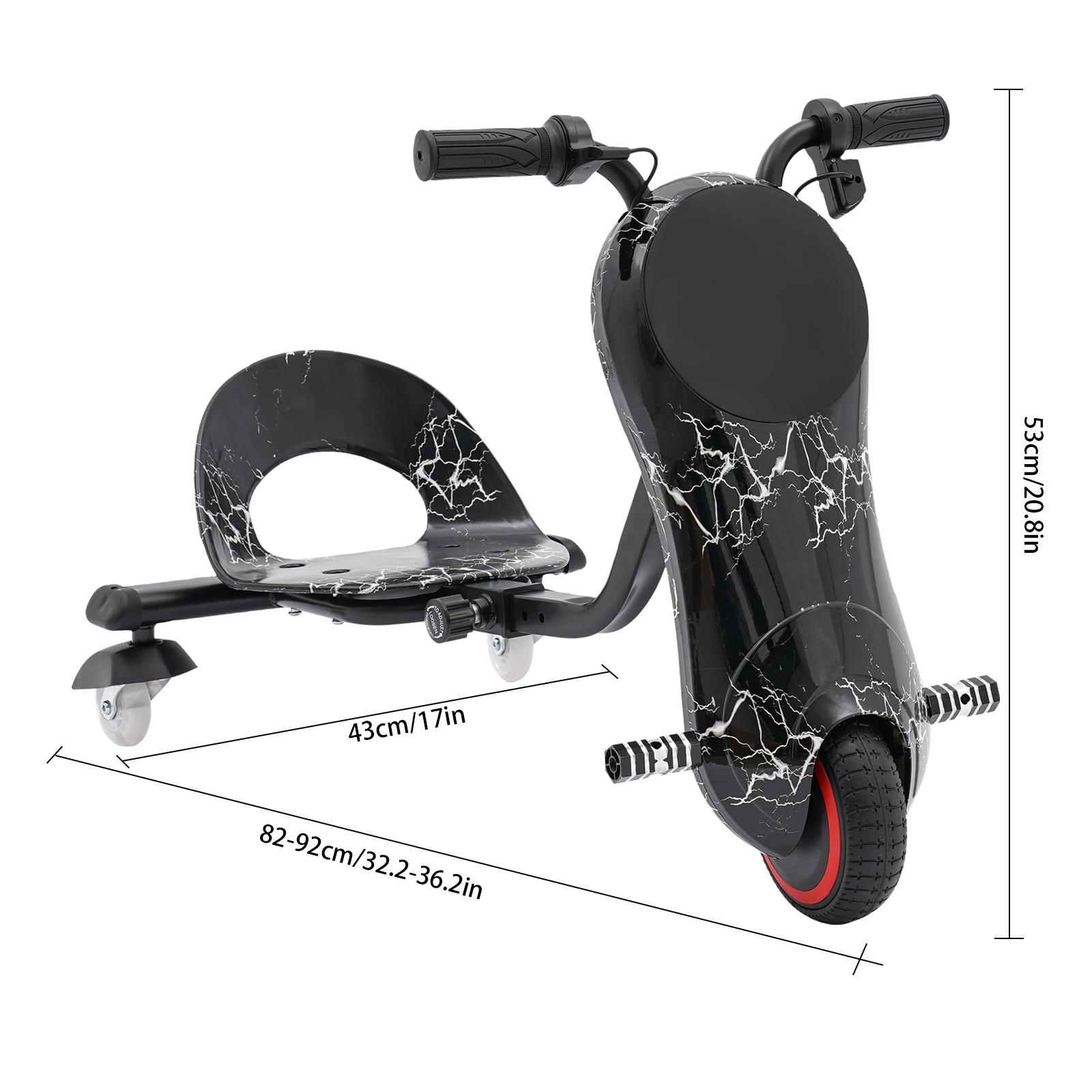 Electric motor tricycle, 82-92*43*53cm electric drift scooter for kids, drift tricycle scooter, Black Electric motor tricycle, 82-92*43*53cm electric drift scooter for kids, drift tricycle scooter, Black