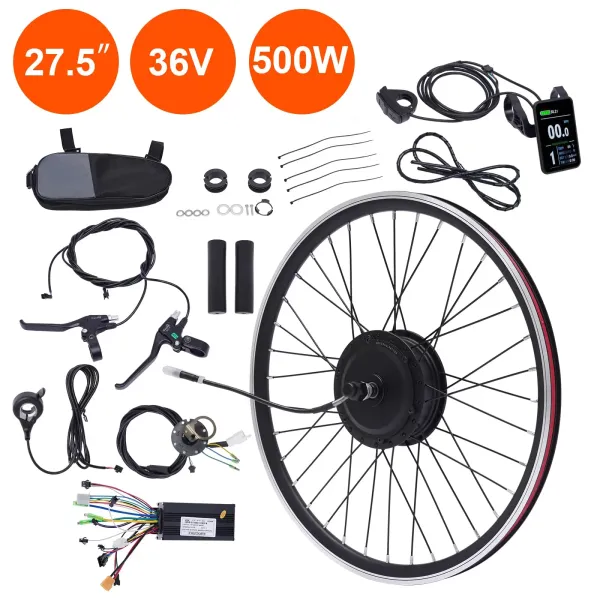 27.5" 500W 36V Electric Bike Conversion Kit with LCD Display, Electric Bicycle Motor, Up to 35-40km/h