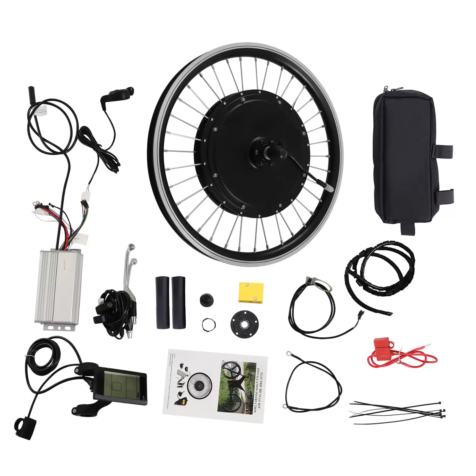 20" Electric Bike Conversion Kit Electric Bike Conversion Kit with LCD Display Suitable For Bicycles With 20in Tires Enjoy Riding Black