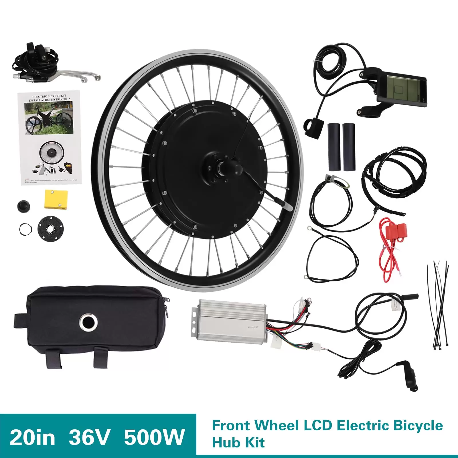 20" Electric Bike Conversion Kit Electric Bike Conversion Kit with LCD Display Suitable For Bicycles With 20in Tires Enjoy Riding Black 20" Electric Bike Conversion Kit Electric Bike Conversion Kit with LCD Display Suitable For Bicycles With 20in Tires Enjoy Riding Black