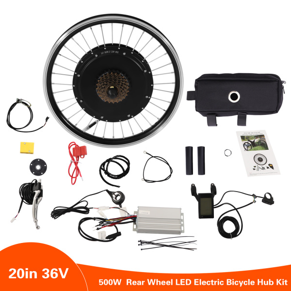 CNCEST Waterproof Ebike Conversion Kit for Electric Bicycle 20" Rear Wheel Electric Bicycle Hub Motor Kit 500W Electric Bicycle Conversion Kit