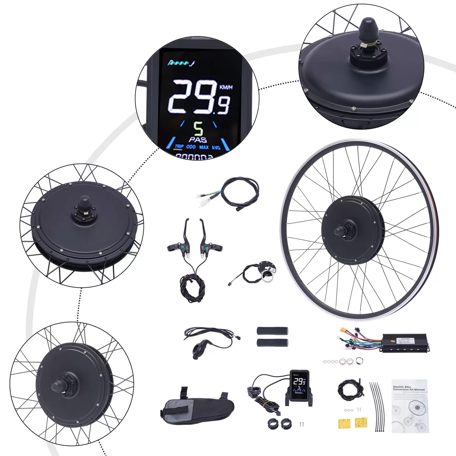 48V 1000W Ebike Conversion Kit Front Motor Electric Bike Conversion Kit with Integrated Controller