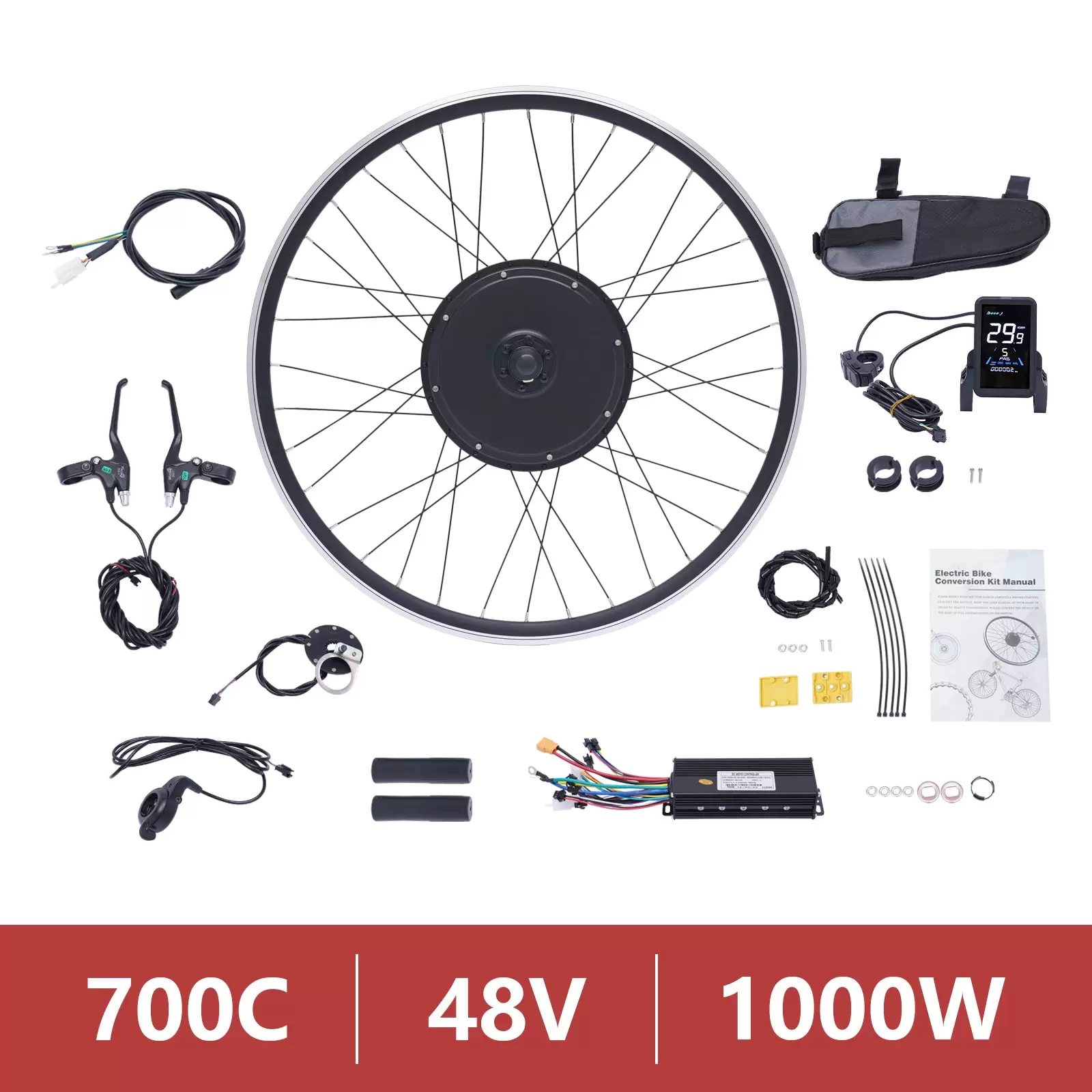 48V 1000W Ebike Conversion Kit Front Motor Electric Bike Conversion Kit with Integrated Controller