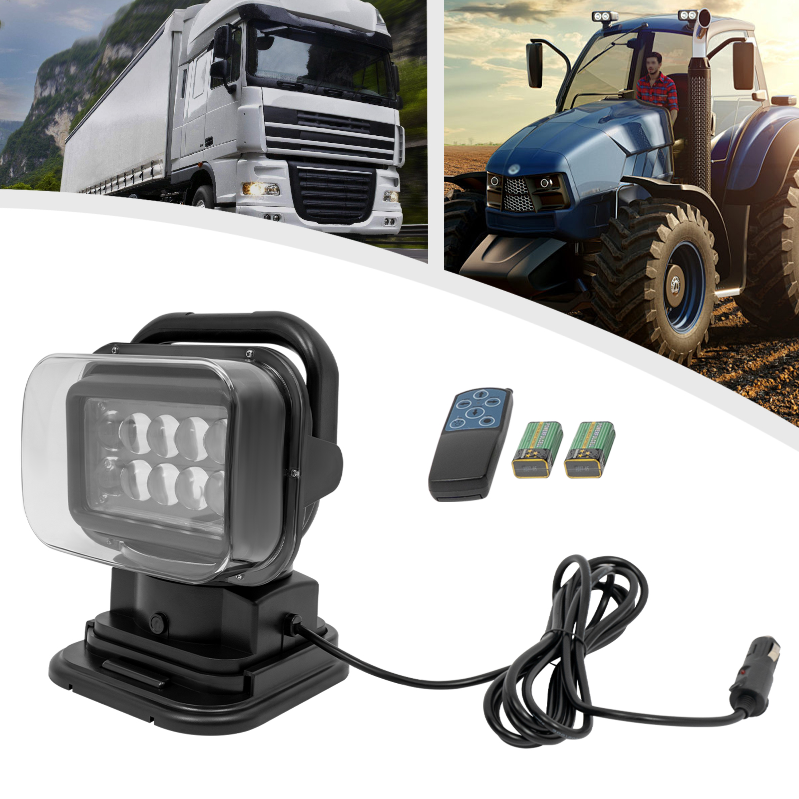 Wireless Remote Control Rotating Searchlight - Black Wireless Remote Control Rotating Searchlight - Black