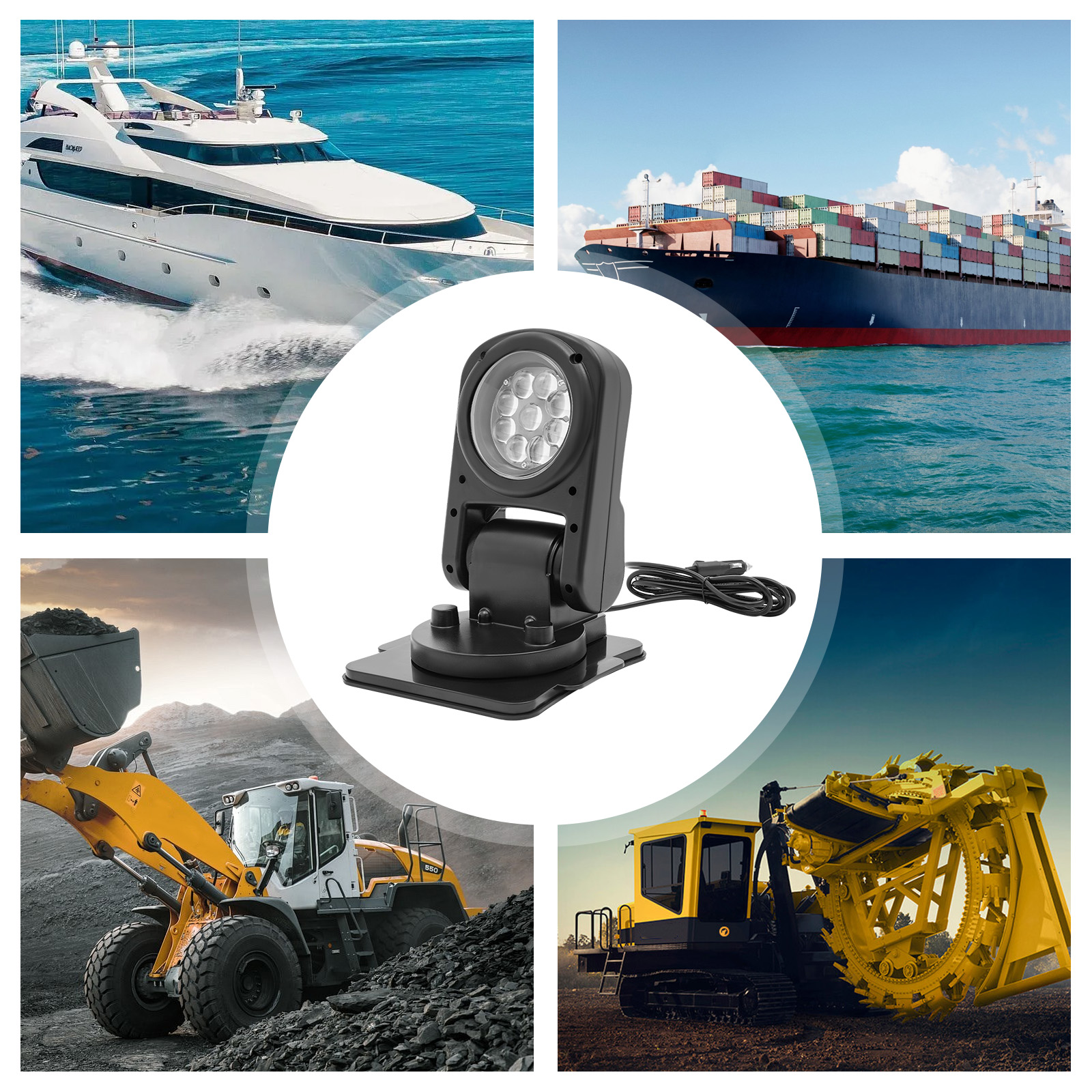 Boat Searchlight, LED Searchlight, Searchlight with Remote Control for Yachts, Marine, Fishing Boats