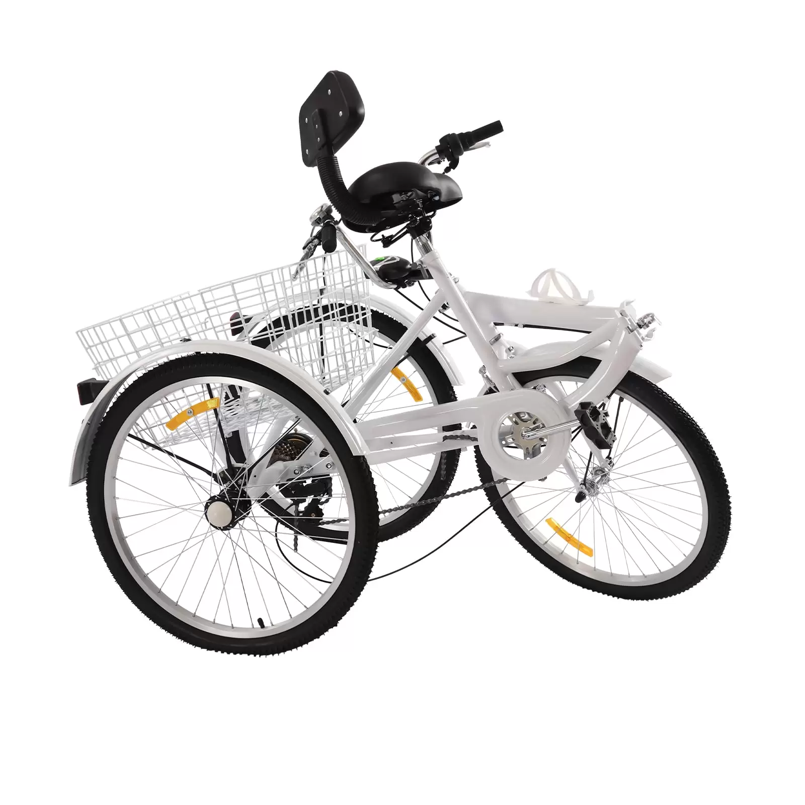 Adult tricycle - 24” - Foldable tricycle - 7 speeds - With cup holder and headlight - 3-wheel tricycle with shopping basket