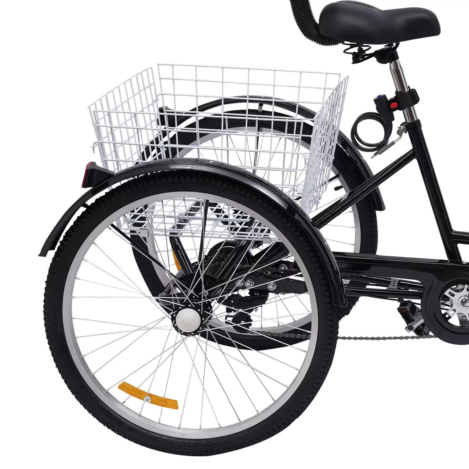 Adult tricycle 24 inches with basket and lamp 3-wheel 7-speed folding tricycle Black Adult tricycle 24 inches with basket and lamp 3-wheel 7-speed folding tricycle Black