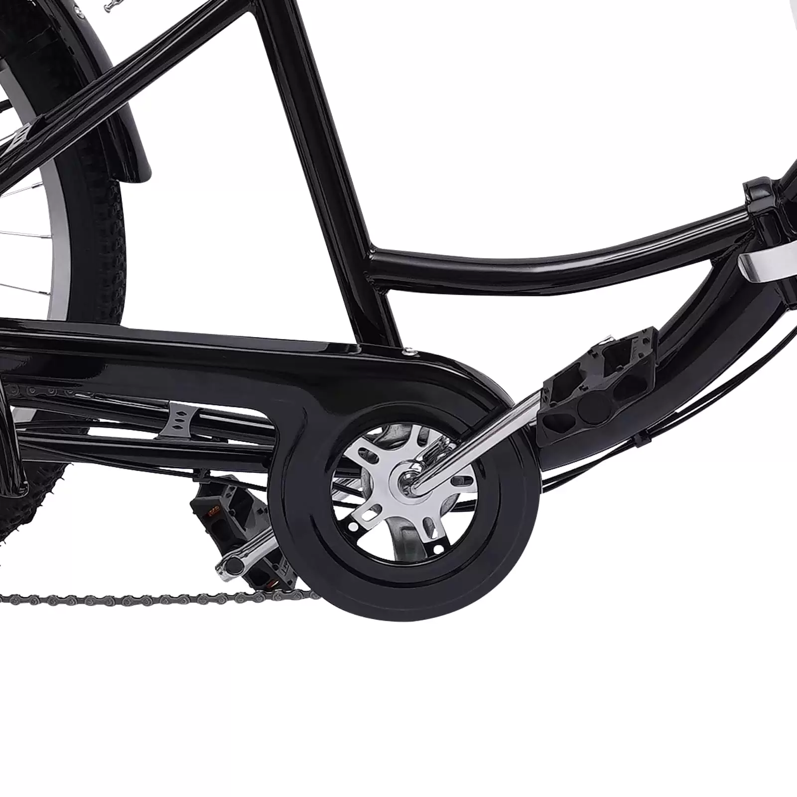 Adult tricycle 24 inches with basket and lamp 3-wheel 7-speed folding tricycle Black Adult tricycle 24 inches with basket and lamp 3-wheel 7-speed folding tricycle Black