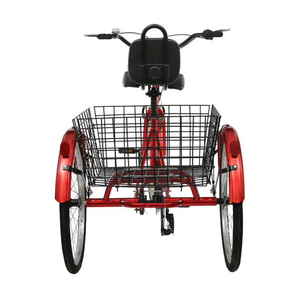 7 Speed Adult Tricycle, 24 Inch Adult Tricycle, Adjustable Adult Tricycle with Basket - Red 7 Speed Adult Tricycle, 24 Inch Adult Tricycle, Adjustable Adult Tricycle with Basket - Red