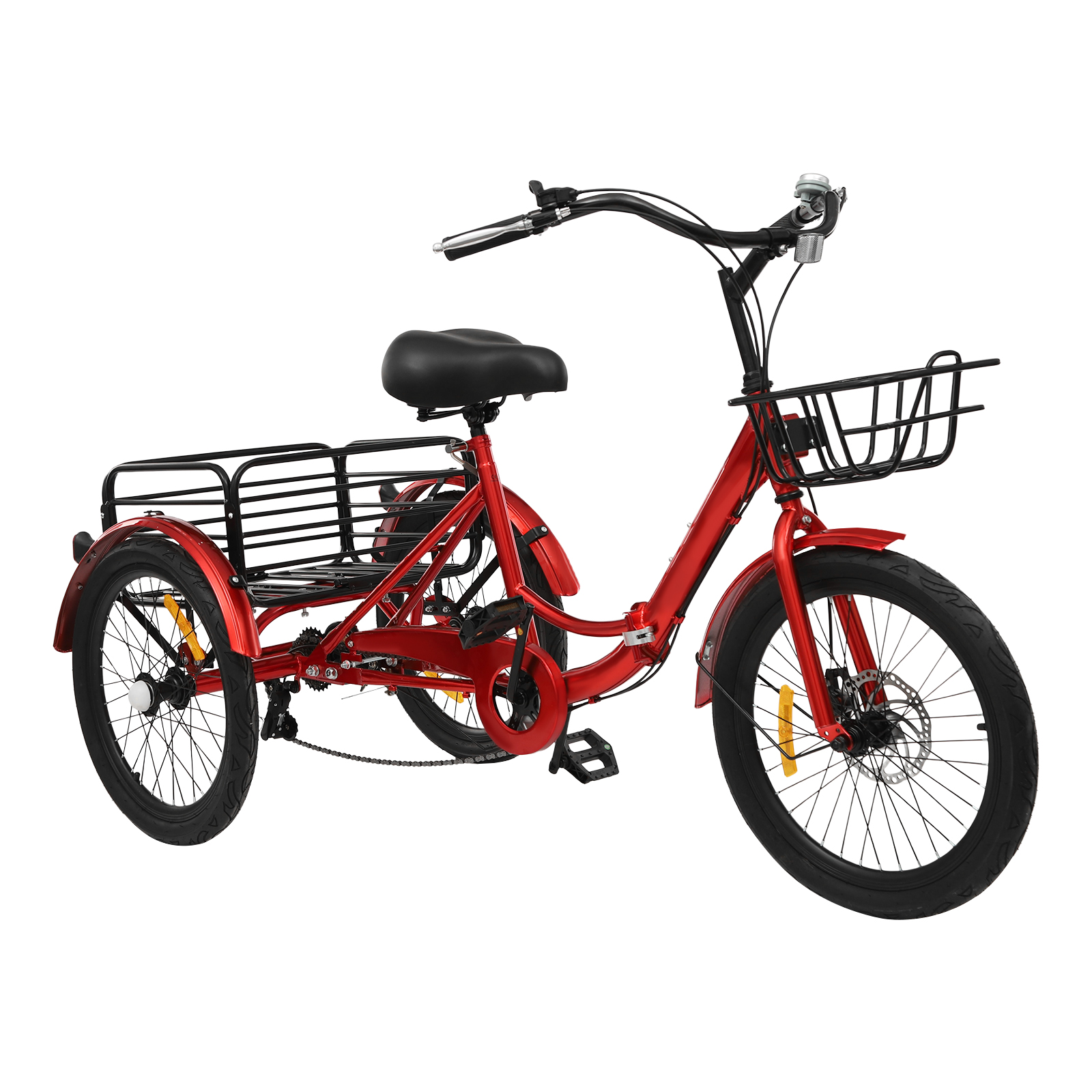 Foldable Tricycle for Adults, 20 Inch Foldable Tricycle, 7 Speed 3 Wheel Bicycle with Lock - Red Foldable Tricycle for Adults, 20 Inch Foldable Tricycle, 7 Speed 3 Wheel Bicycle with Lock - Red