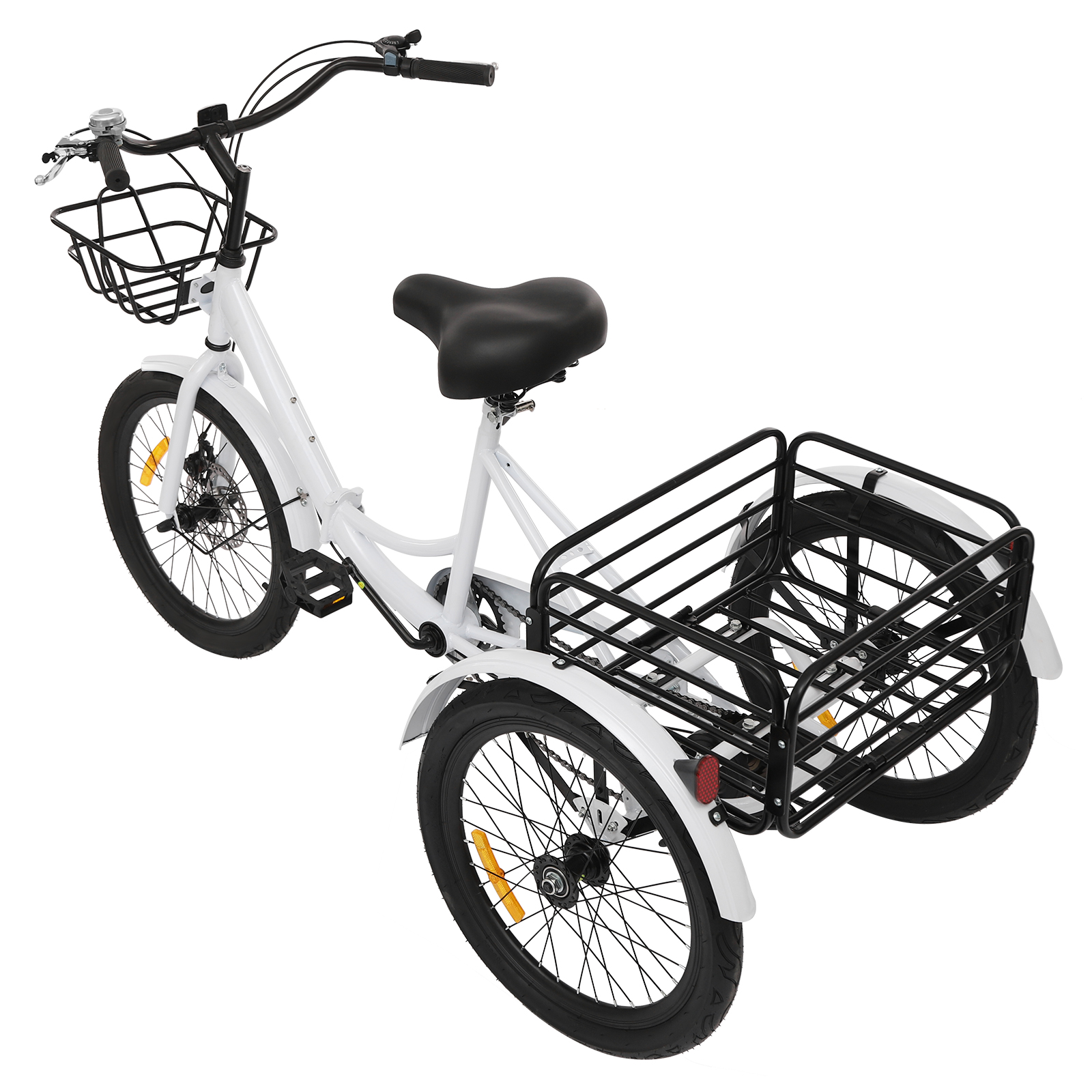 Foldable Tricycle for Adults, 20 Inch Foldable Tricycle, 7 Speed 3 Wheel Bicycle with Lock - White Foldable Tricycle for Adults, 20 Inch Foldable Tricycle, 7 Speed 3 Wheel Bicycle with Lock - White