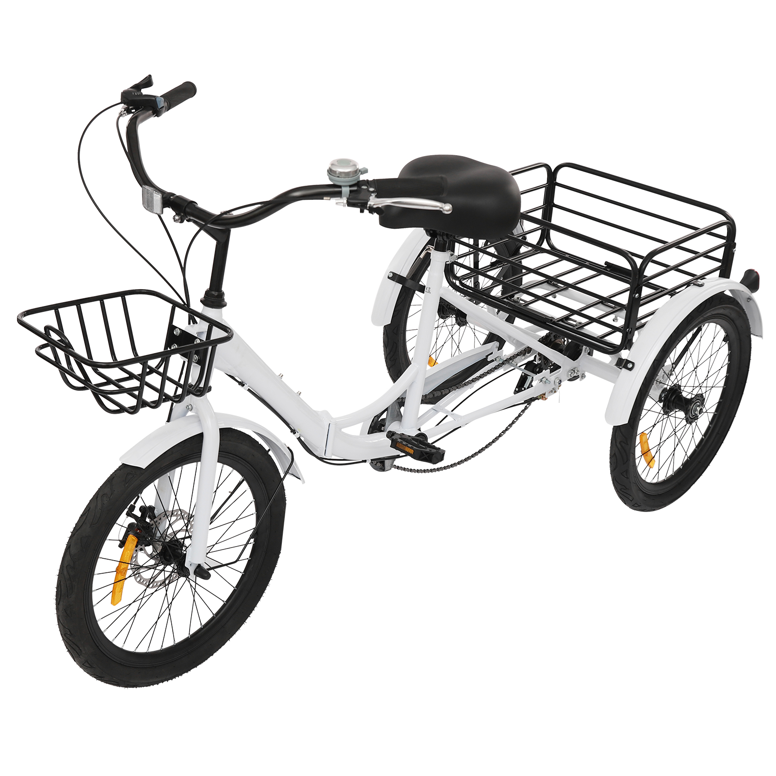 Foldable Tricycle for Adults, 20 Inch Foldable Tricycle, 7 Speed 3 Wheel Bicycle with Lock - White Foldable Tricycle for Adults, 20 Inch Foldable Tricycle, 7 Speed 3 Wheel Bicycle with Lock - White