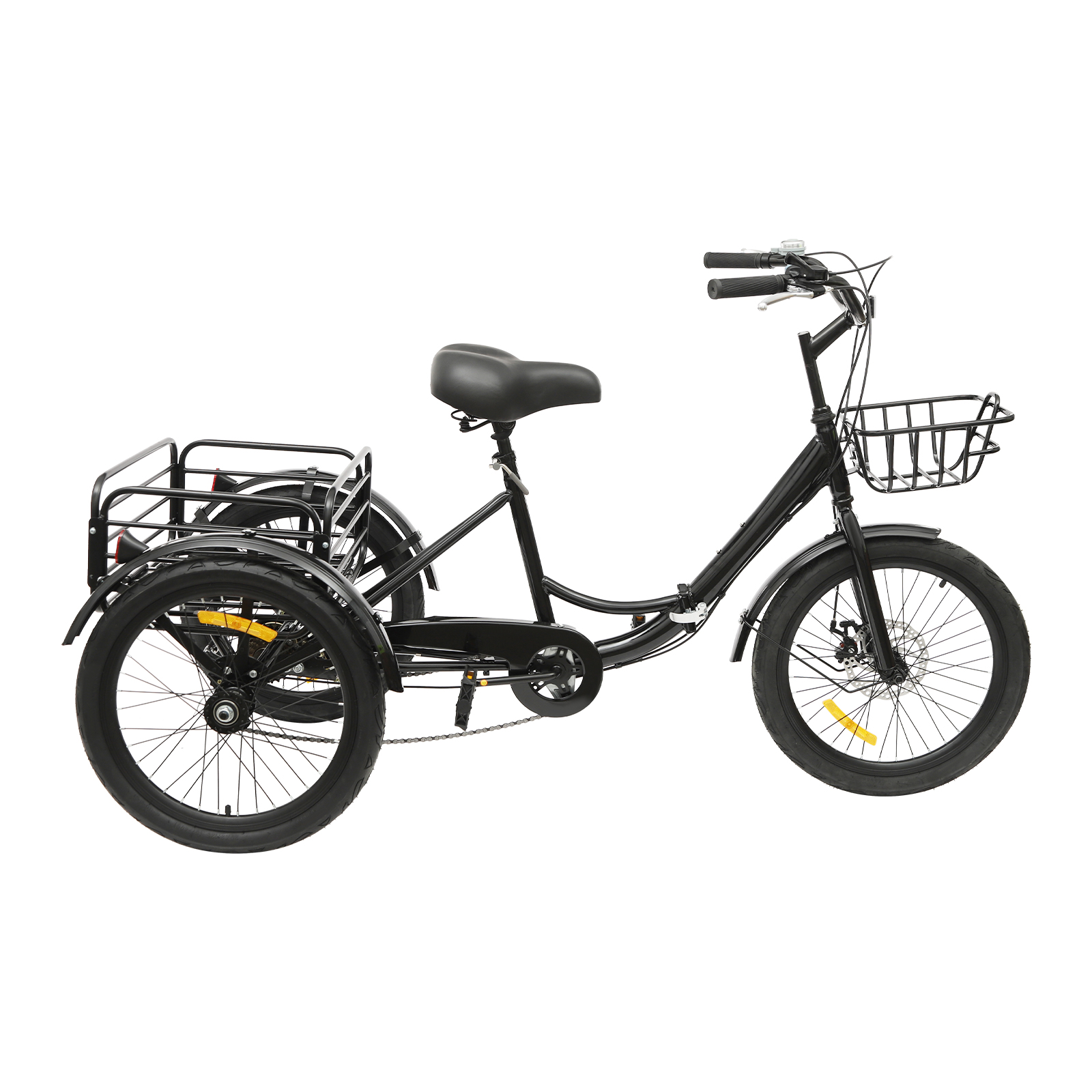 Foldable Tricycle for Adults, 20 Inch Foldable Tricycle, 7 Speed 3 Wheel Bicycle with Lock - Black Foldable Tricycle for Adults, 20 Inch Foldable Tricycle, 7 Speed 3 Wheel Bicycle with Lock - Black