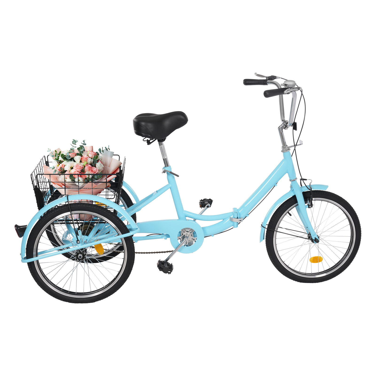 20in Tricycle Bike Rust-resistant Adult Tricycle 3 Wheel Bike with Anti-skid Tires Mudguard for Towns Beaches Blue 20in Tricycle Bike Rust-resistant Adult Tricycle 3 Wheel Bike with Anti-skid Tires Mudguard for Towns Beaches Blue