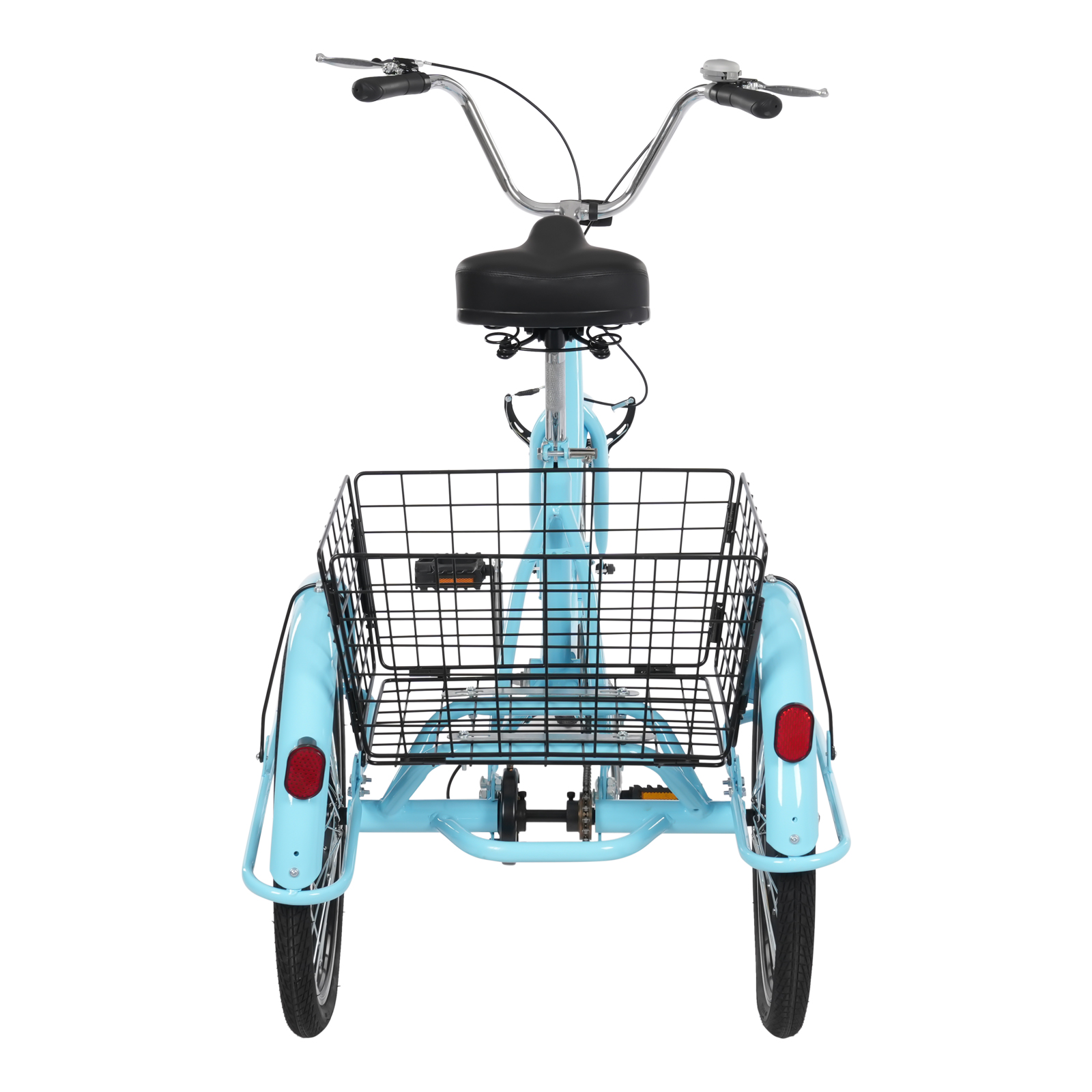 20in Tricycle Bike Rust-resistant Adult Tricycle 3 Wheel Bike with Anti-skid Tires Mudguard for Towns Beaches Blue