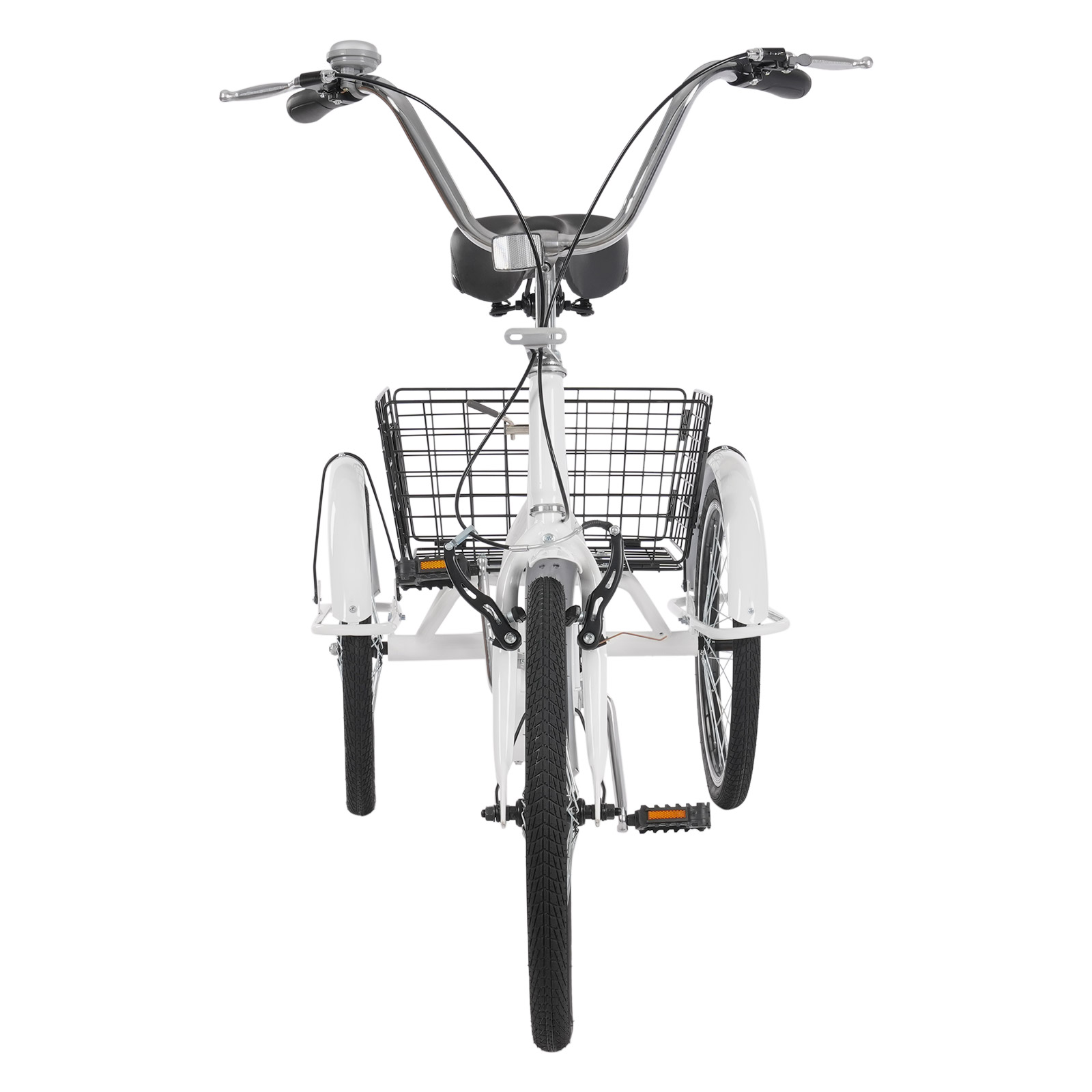 20in Tricycle Bike Rust-resistant Adult Tricycle 3 Wheel Bike with Anti-skid Tires Mudguard for Towns Beaches White