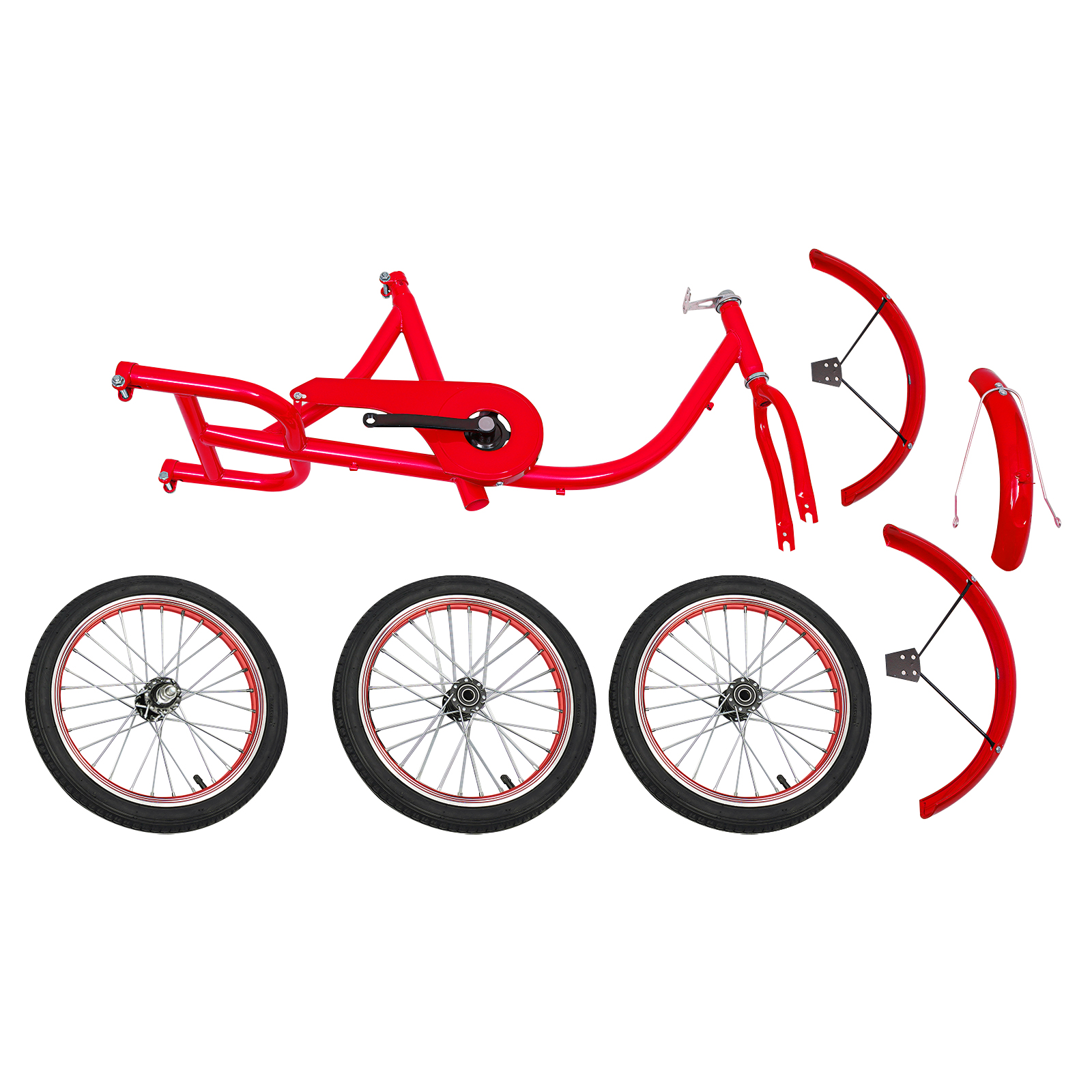 Tricycles for adults, 3-wheel bicycles with baskets, Adjustable height, Max total load capacity: 150kg, Red Tricycles for adults, 3-wheel bicycles with baskets, Adjustable height, Max total load capacity: 150kg, Red