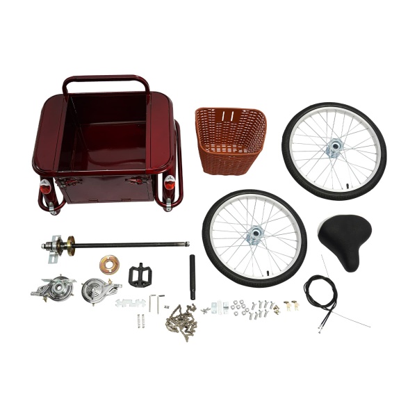 Adult Tricycle Basket, Senior Tricycle with Rear Cabin, Adjustable Pedal Tricycle(Red)