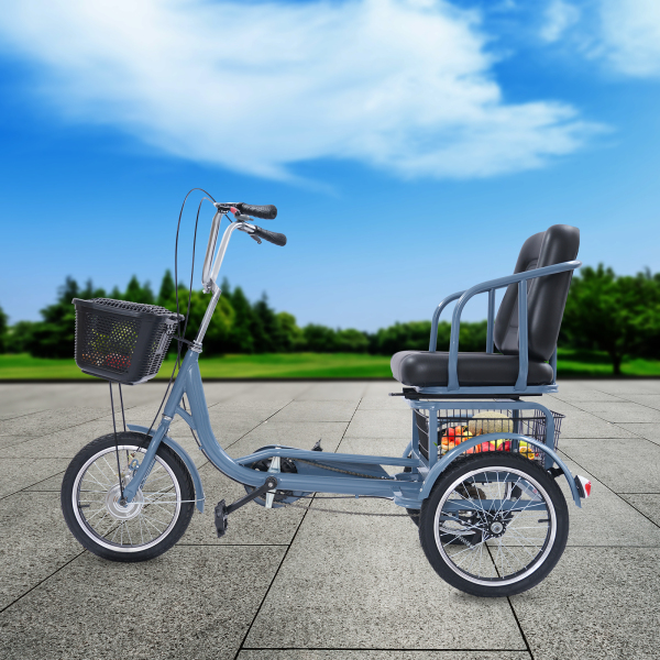 Adult Tricycle, 3 Wheel Bikes for Seniors, Tricycle with Comfortable Seat - Single Seat Blue