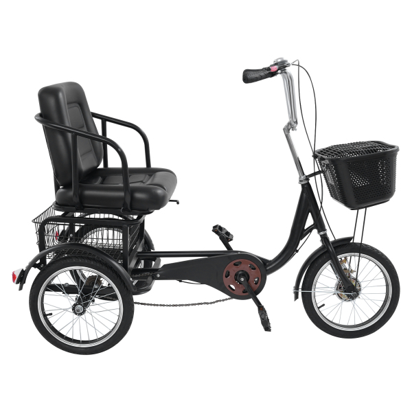 Adult Tricycle, 3 Wheel Bikes for Seniors, Tricycle with Comfortable Seat - Single Seat Black