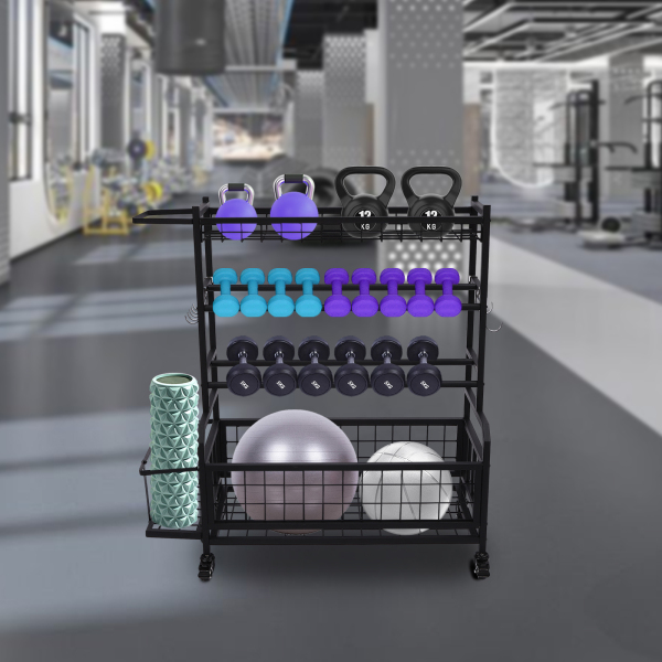 Dumbbell Rack, Home Gym Dumbbell Rack, Dumbbell Rack with Wheels Black