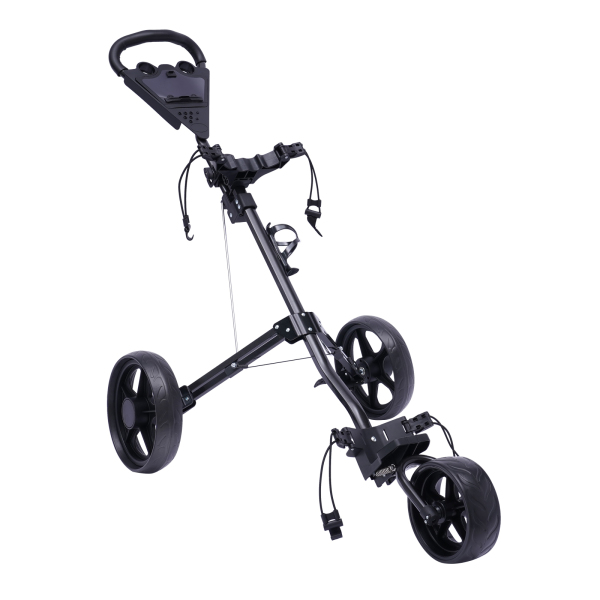 3 Wheels Folding Golf Cart with Foot Brake Open and Close in ONE Second Free Cup Holder Included 64.96*40.15in For Most Teenagers And Adults Black