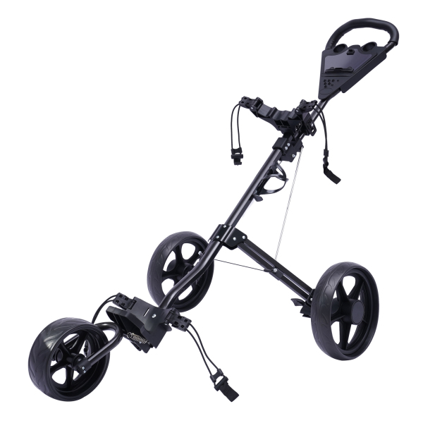 3 Wheels Folding Golf Cart with Foot Brake Open and Close in ONE Second Free Cup Holder Included 64.96*40.15in For Most Teenagers And Adults Black