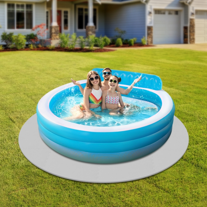 Round EVA splicing insulation bathtub mat, outdoor swimming pool floor protection mat, 196cmx12mm-gray