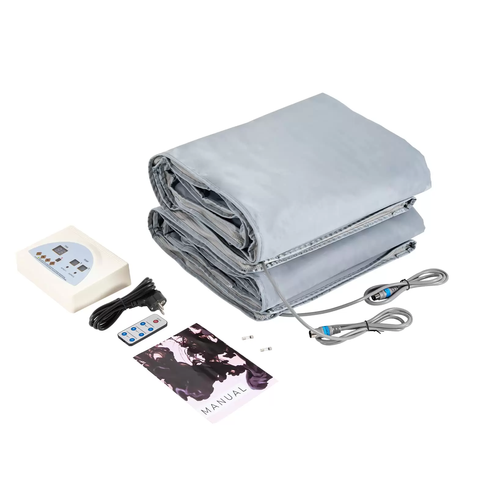 650W Sauna Blanket, 2 Zone Digital Far Infrared (FIR) Oxford Sauna Blanket with Zipper for Beauty Salon, Spa and Home (Silver Grey)