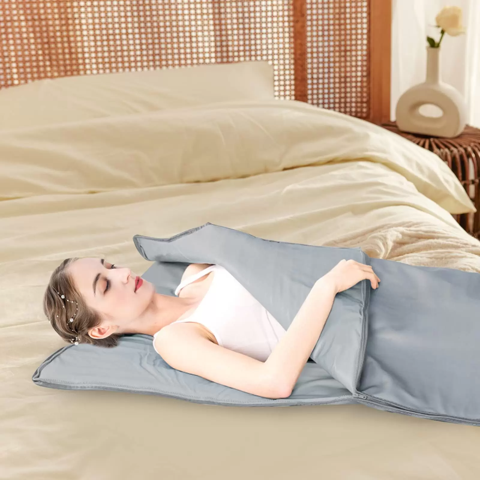 650W Sauna Blanket, 2 Zone Digital Far Infrared (FIR) Oxford Sauna Blanket with Zipper for Beauty Salon, Spa and Home (Silver Grey) 650W Sauna Blanket, 2 Zone Digital Far Infrared (FIR) Oxford Sauna Blanket with Zipper for Beauty Salon, Spa and Home (Silver Grey)