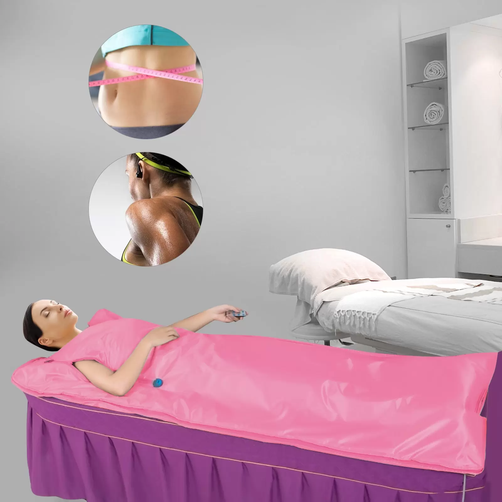 Infrared Remote Sauna Mat Portable SPA Sauna Mat Timer Function 2 Zone Controller 650W 180x80cm Use In Beauty Salons Spas Pink Infrared Remote Sauna Mat Portable SPA Sauna Mat Timer Function 2 Zone Controller 650W 180x80cm Use In Beauty Salons Spas Pink
