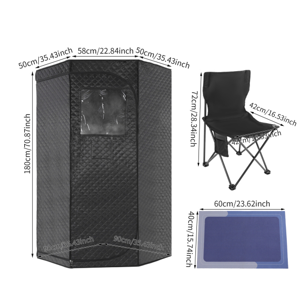 Portable Steam Box, Indoor Personal Home Spa Room, Relaxing Steam Bath - Five-corner Tent + Folding Chair + Steam Cooker