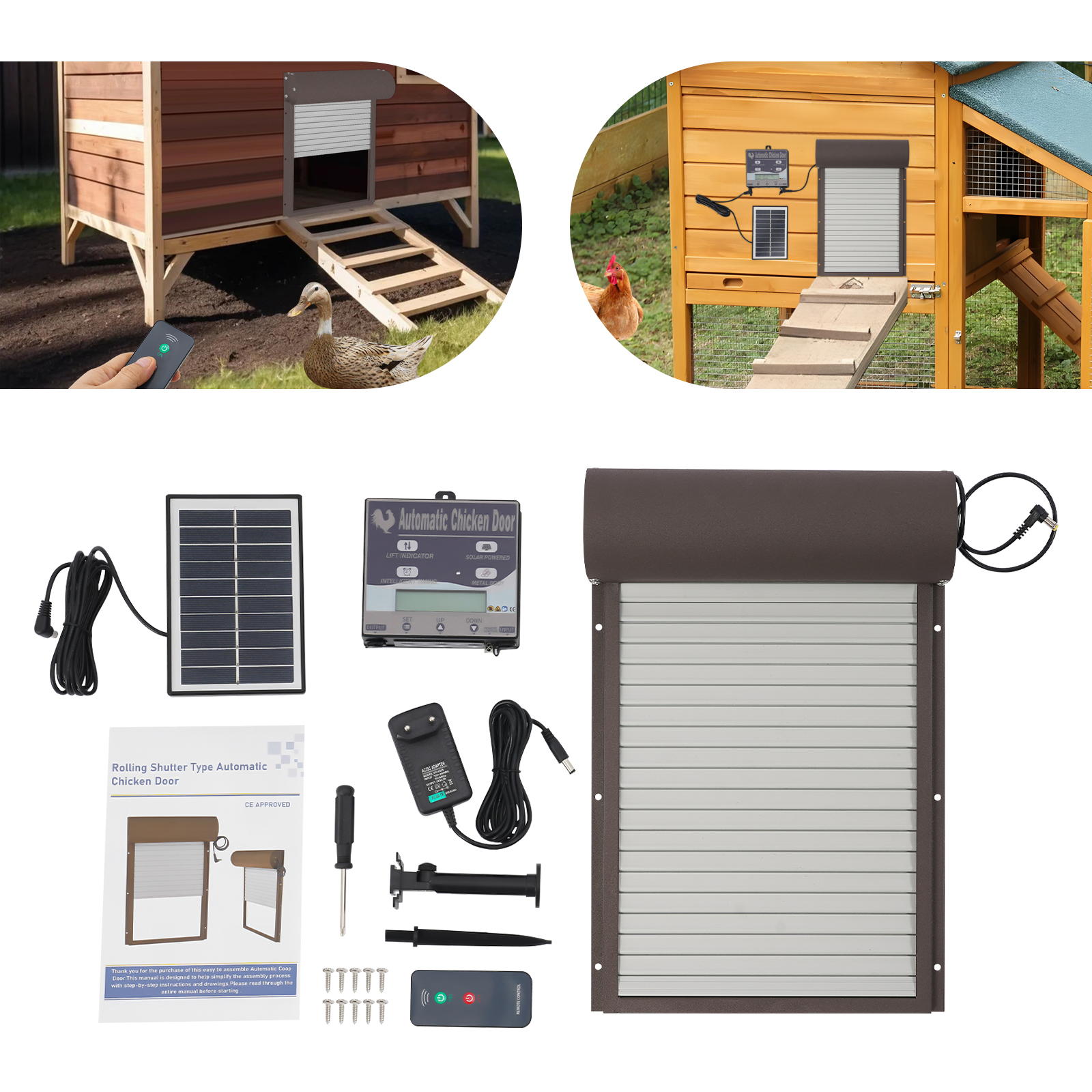 Solar automatic chicken coop door-dark brown