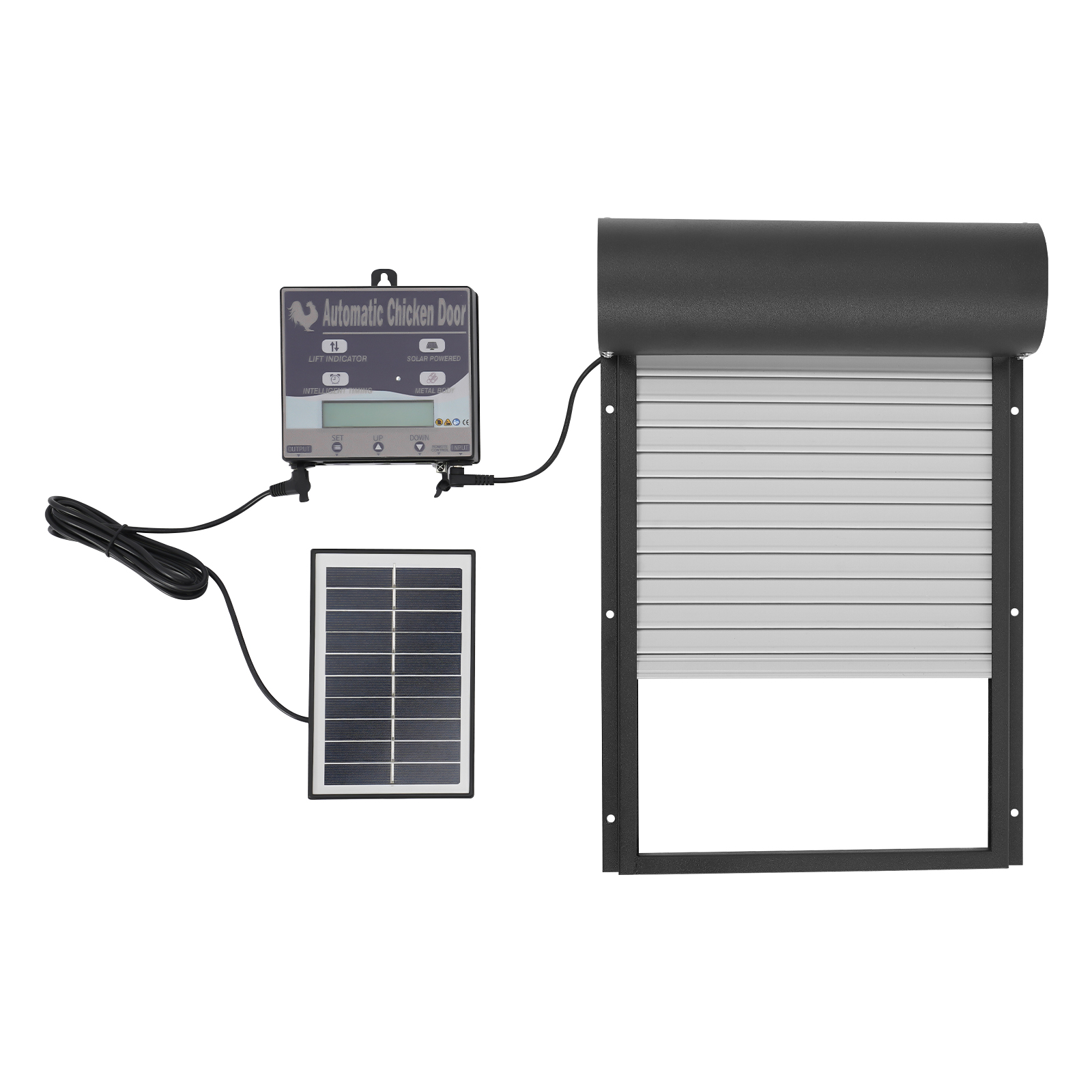 Solar automatic chicken coop door-black