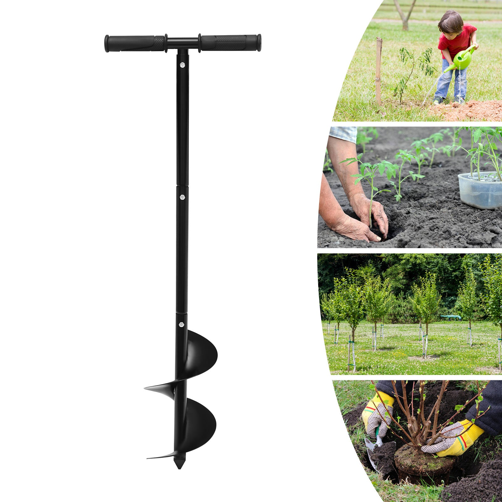 Manual Garden Hole Digging Drill Bit, Hand Drill Auger Post Hole Digger for Planting, Spiral Drill Planter for Bulb, Flower, Tree Manual Garden Hole Digging Drill Bit, Hand Drill Auger Post Hole Digger for Planting, Spiral Drill Planter for Bulb, Flower, Tree