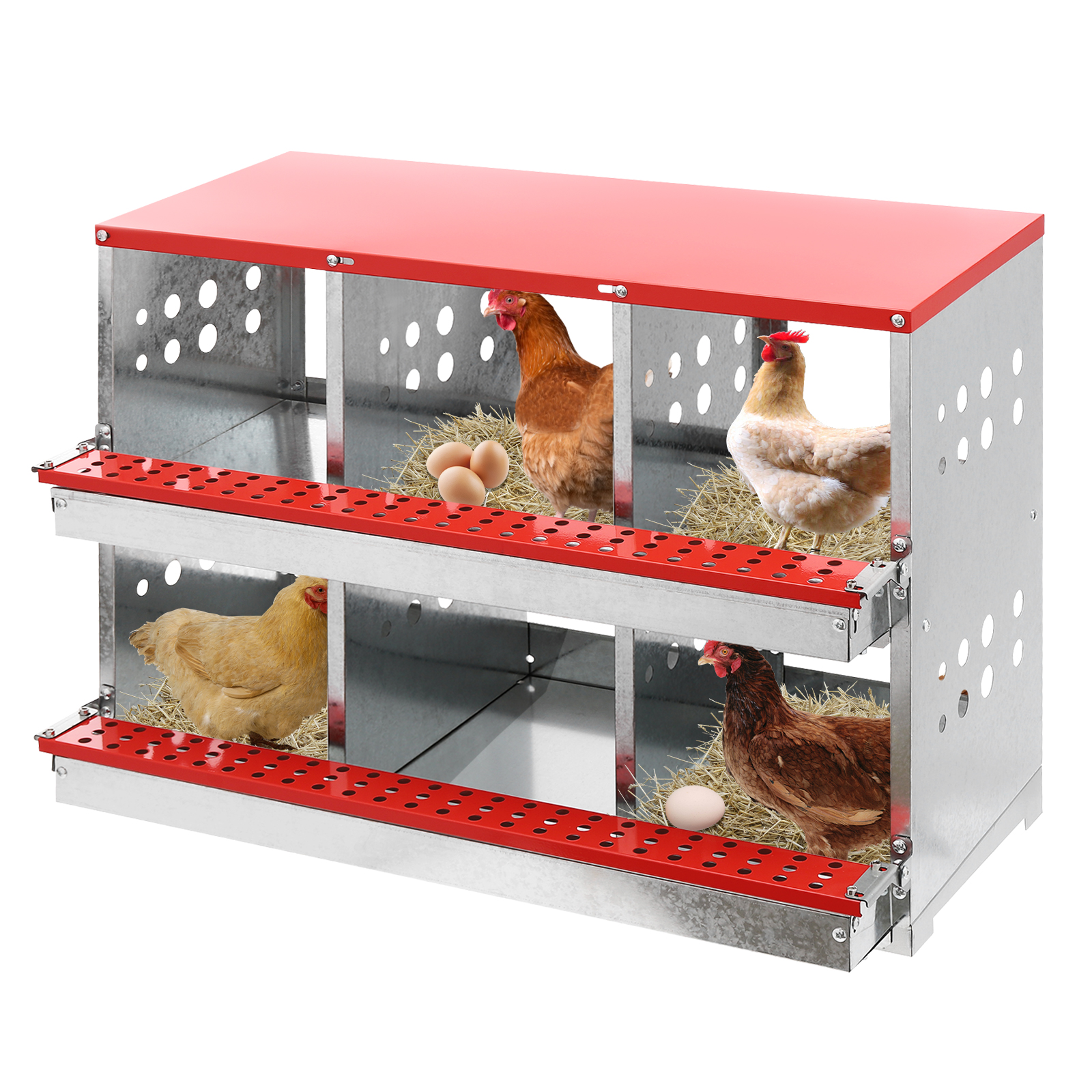 Chicken Nesting Boxes, 6 Hole Nesting Box for Chickens, Chicken Coop Laying Box for Hens