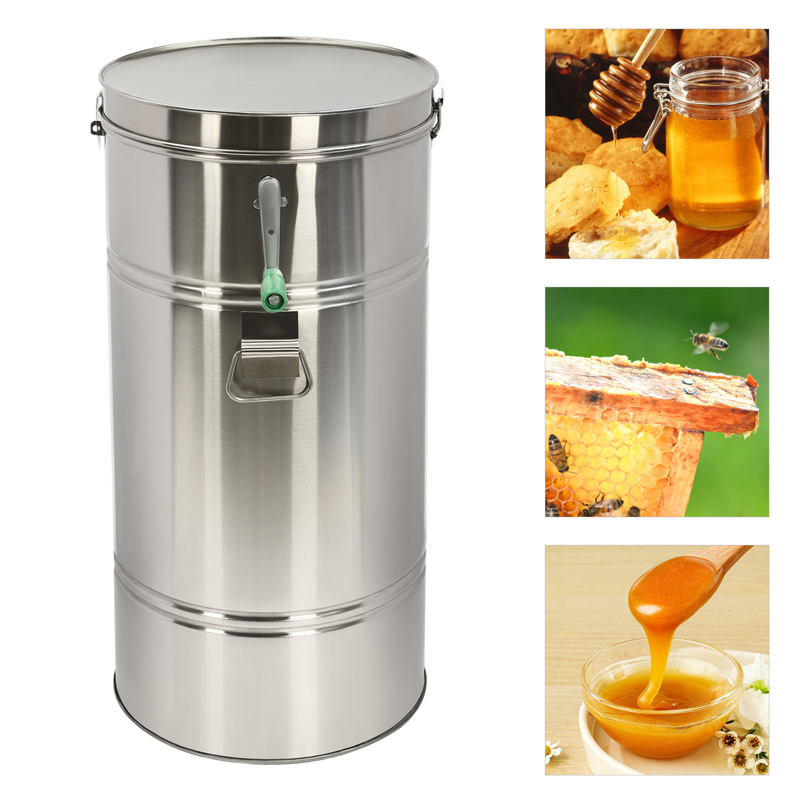 2 Frame Honey Extractor Manual Stainless Steel Honey Extractor 2 Cup Manual Honey Centrifuge Two Sling Frames for Honey 13.77inch*29.52inch
