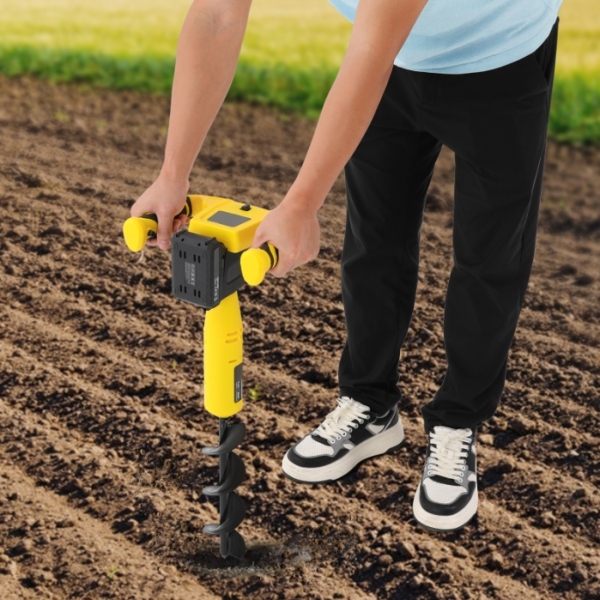 350W Cordless Electric Digger, Manganese Steel Drill Bit, Large Capacity Lithium Battery - Yellow 350W Cordless Electric Digger, Manganese Steel Drill Bit, Large Capacity Lithium Battery - Yellow