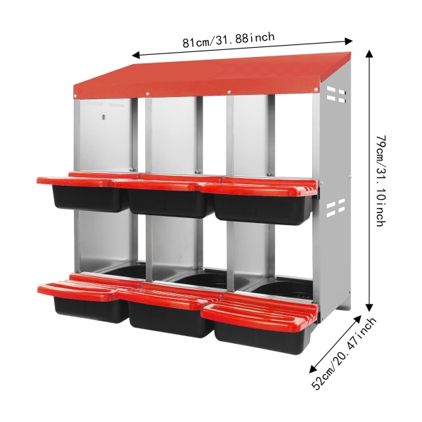 6-grid laying hen nesting box red Chicken Nesting Box, Laying Nest, Nesting Box  waterproof, scratch resistance, strong pressure resistance