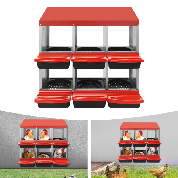 6-grid laying hen nesting box red Chicken Nesting Box, Laying Nest, Nesting Box  waterproof, scratch resistance, strong pressure resistance