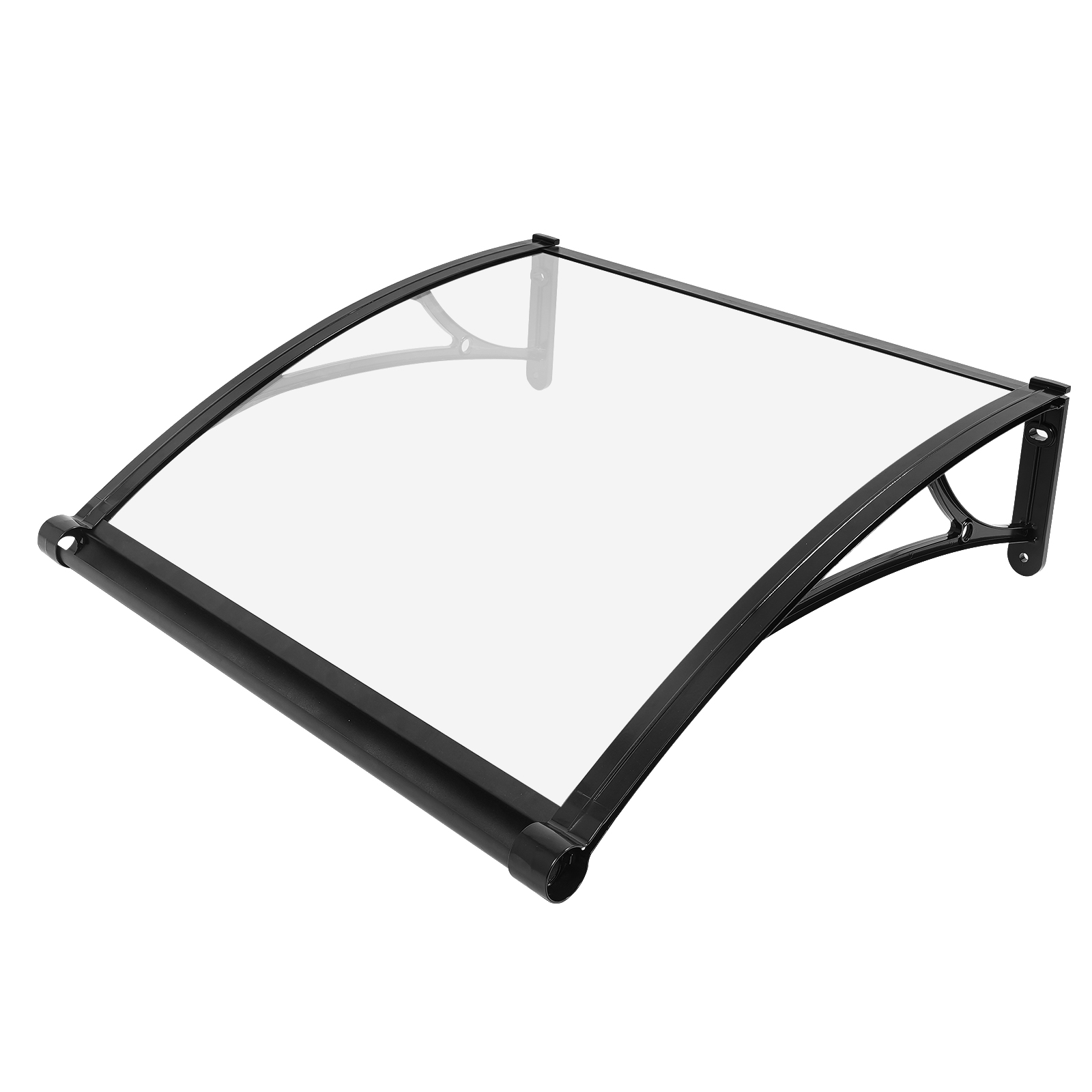 80×80cm Window Door Awning, Exterior Window Awning, Large Sink Window Awning - Black Bracket + Transparent Shed