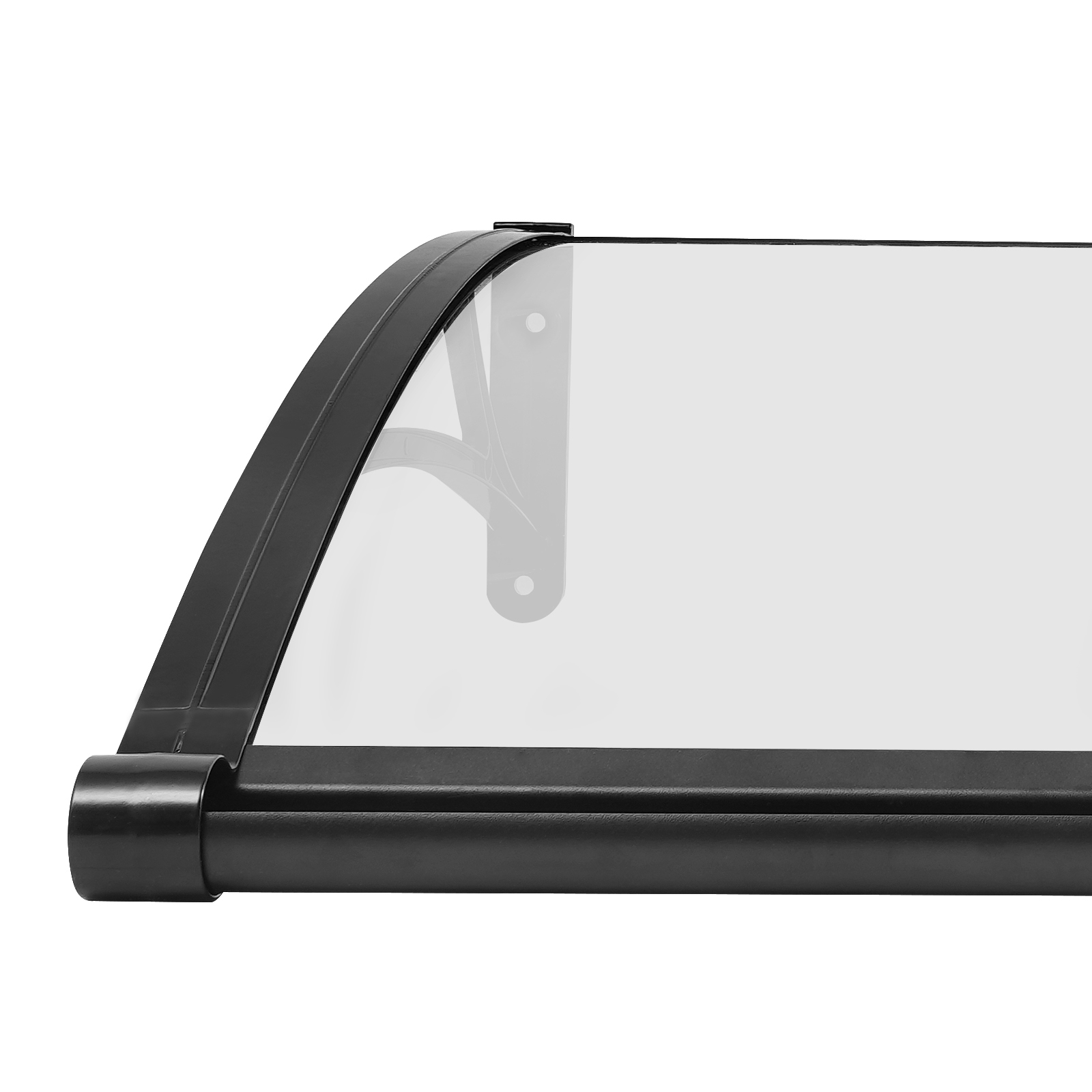 80×80cm Window Door Awning, Exterior Window Awning, Large Sink Window Awning - Black Bracket + Transparent Shed 80×80cm Window Door Awning, Exterior Window Awning, Large Sink Window Awning - Black Bracket + Transparent Shed