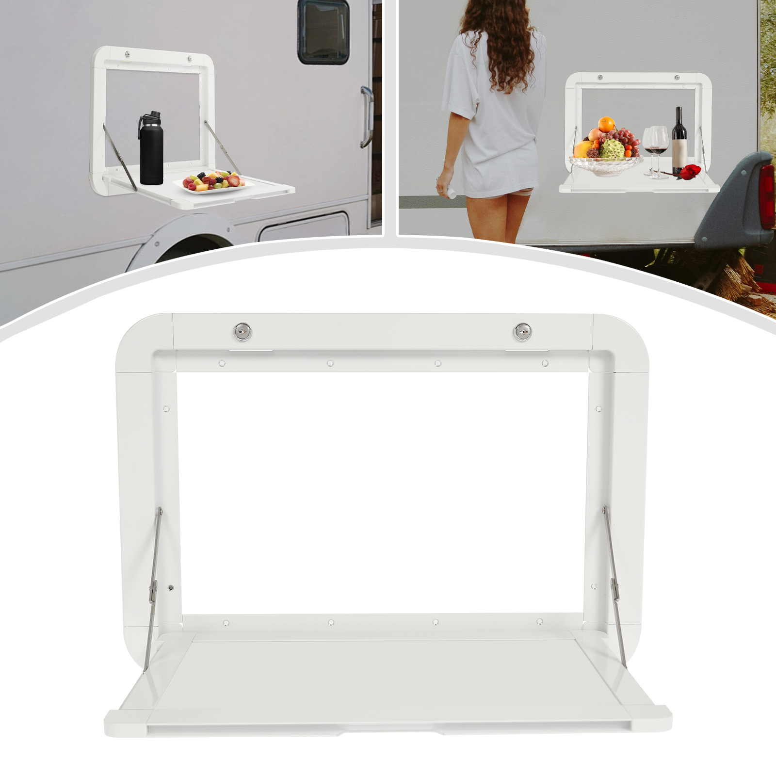 Foldable Aluminum RV Picnic Table-White Foldable Aluminum RV Picnic Table-White