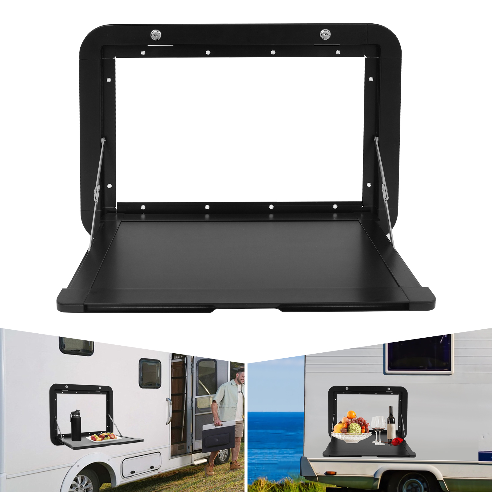 Foldable Aluminum RV Picnic Table-Black Foldable Aluminum RV Picnic Table-Black
