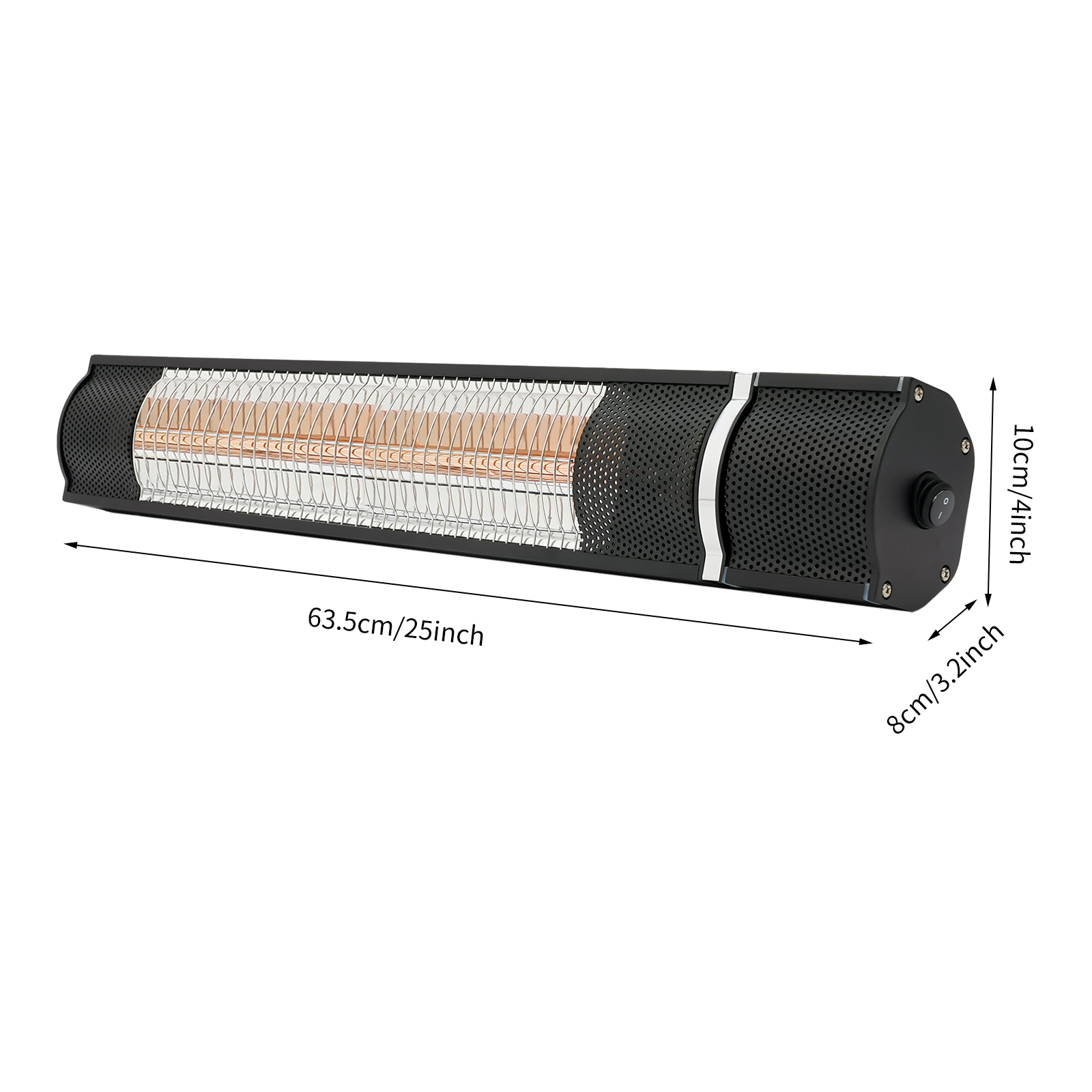 Outdoor far infrared wall mounted waterproof heater - black Outdoor far infrared wall mounted waterproof heater - black
