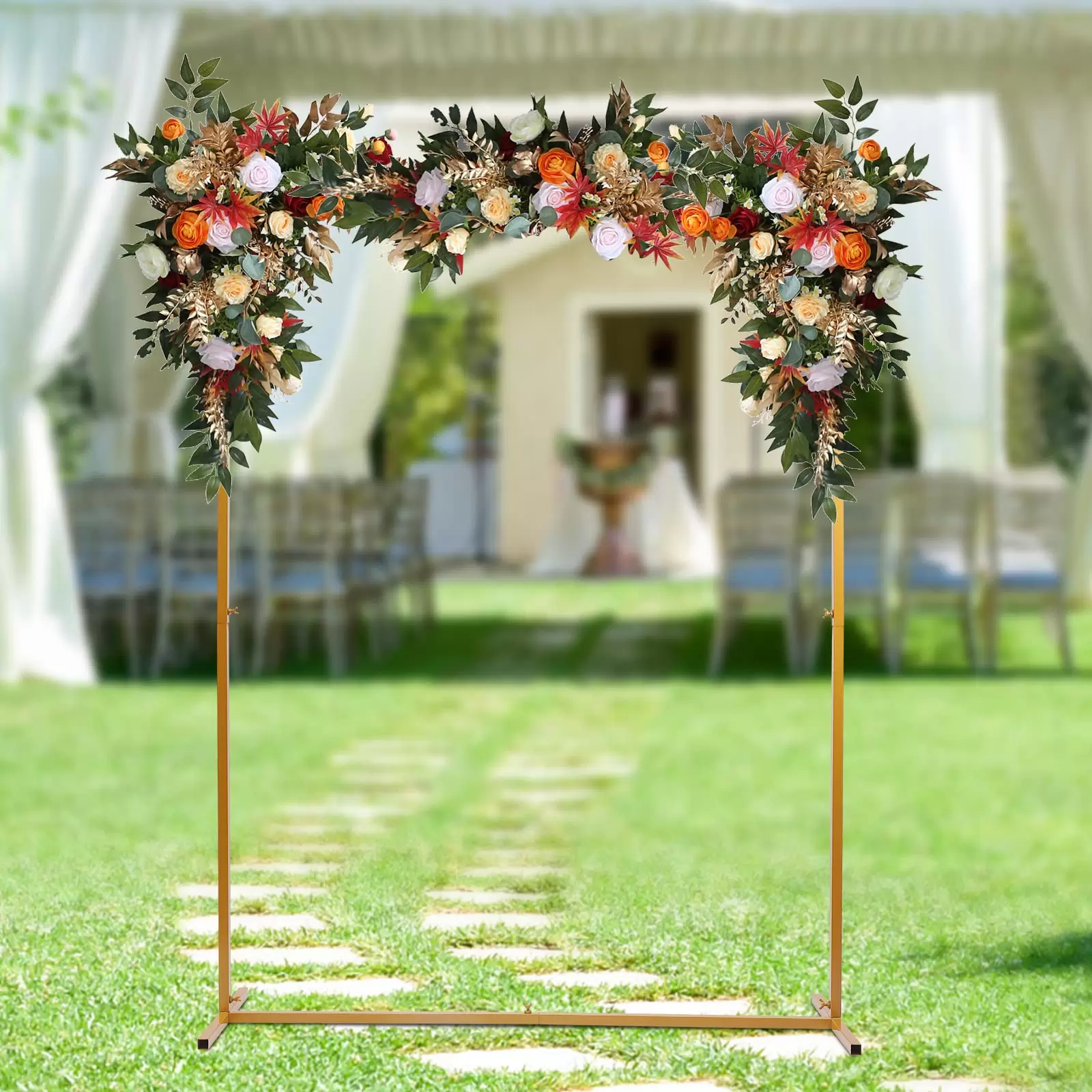 Gold Metal Balloon Arch - Wedding Arch - 2m x 1.5m - For Wedding, Party, Garden Decoration