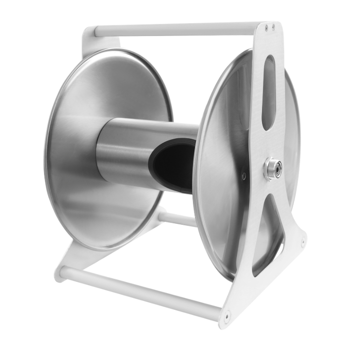 Stainless steel hose trolley, wall mounted/floor mounted hose reel, medium, 30.5 x 28 x 36 cm