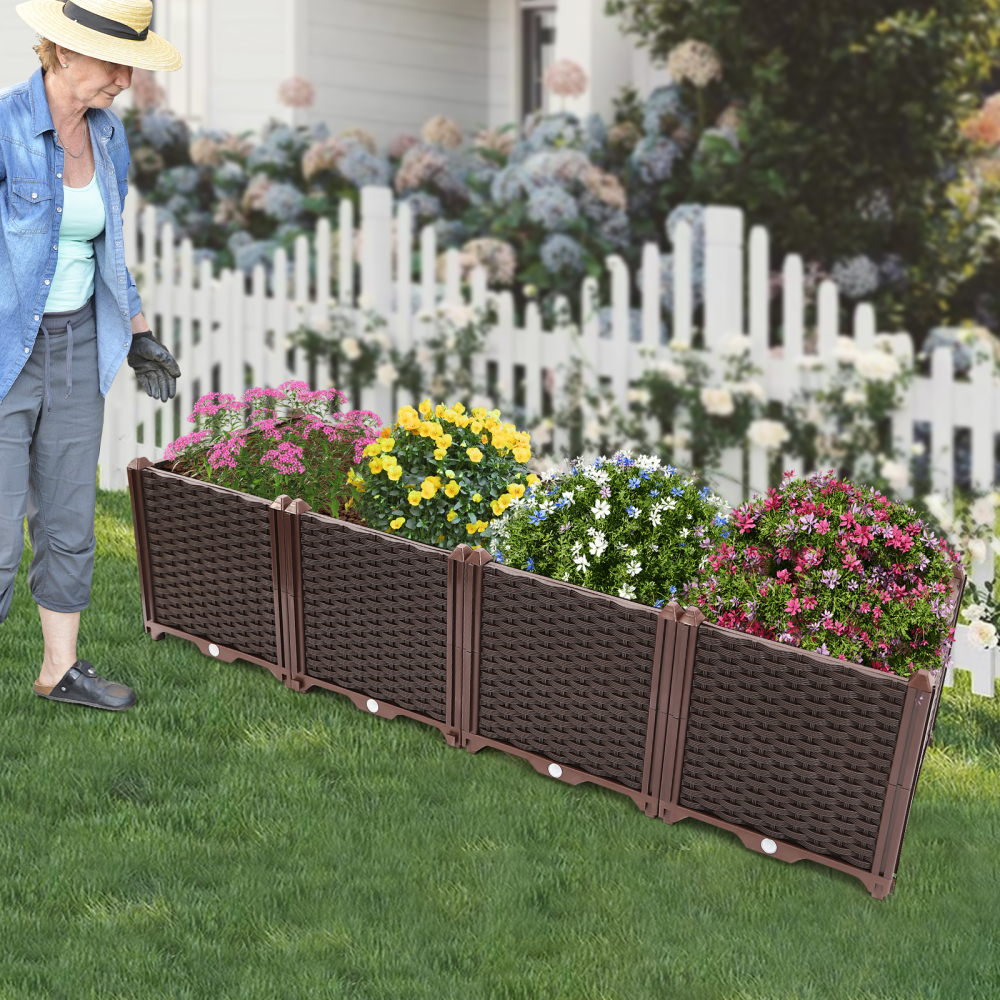 Single Row Quadruple Deepen Garden Plastic Planter Box Raised Garden Bed Large  Planter Box Raised Garden