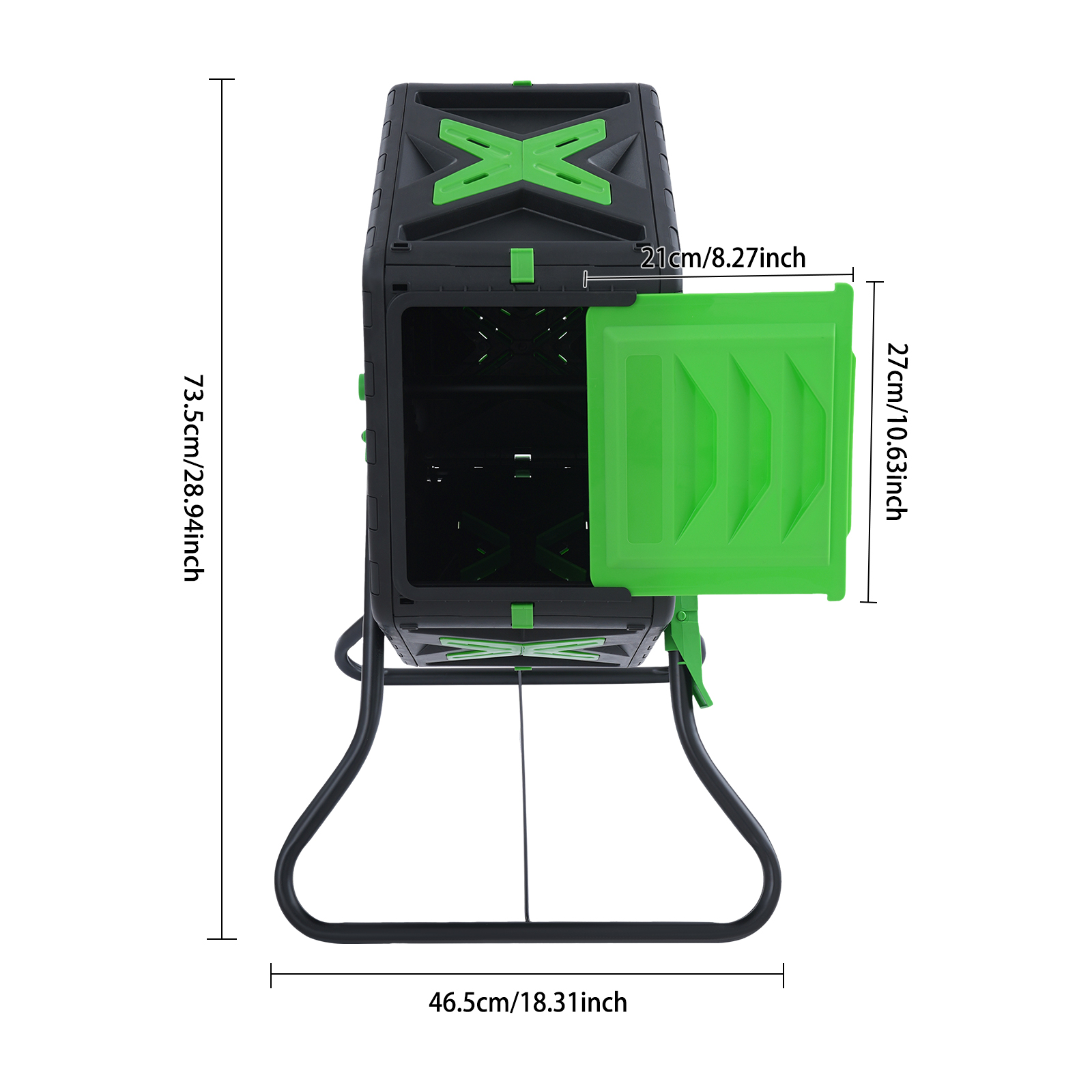 70L Tumbling Composter, Rotating Compost Bin, Single Chamber Compost Bin